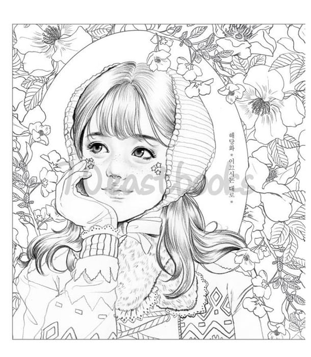 Раскраска Girls with Poem by m.o.m.o girl Vol. 1