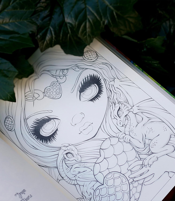 Раскраска Dragonling от Jasmine Becket-Griffith (изд. Llewellyn Publications США)