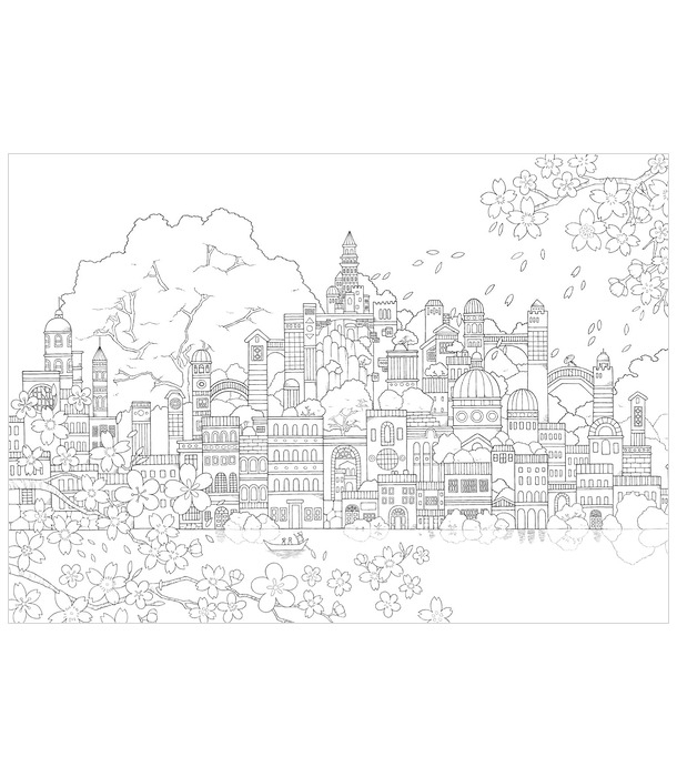 Раскраска Kuusoogai's Coloring Book that Travels through the Seasons от Noriko & Yuki Nishimura (изд. Kawade Shobo Япония)