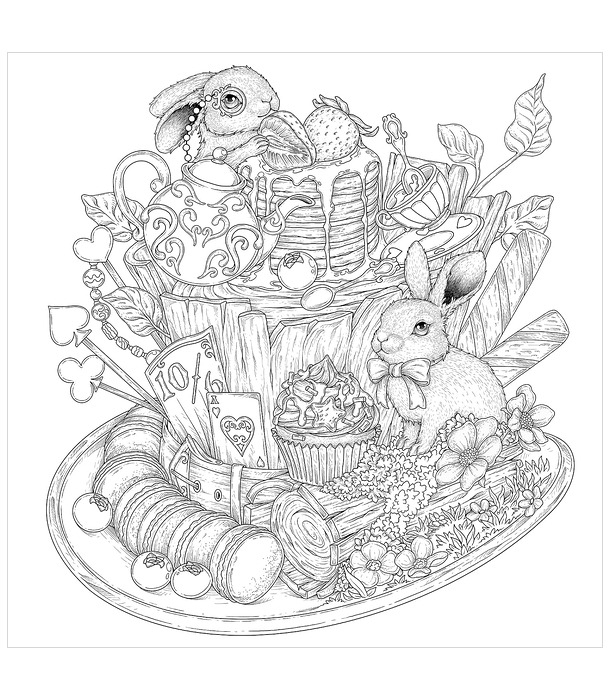 Раскраска Mythographic Color and Discover: Alice in Wonderland от Joseph Catimbang (изд. Castle Point Books США)