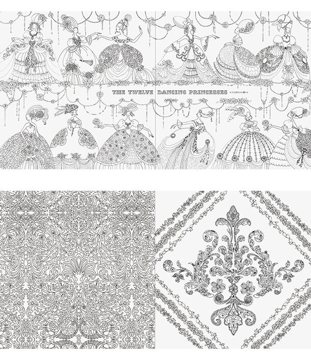 Раскраска Fairy Tale от Tomoko Tashiro (изд. Lark Crafts США)