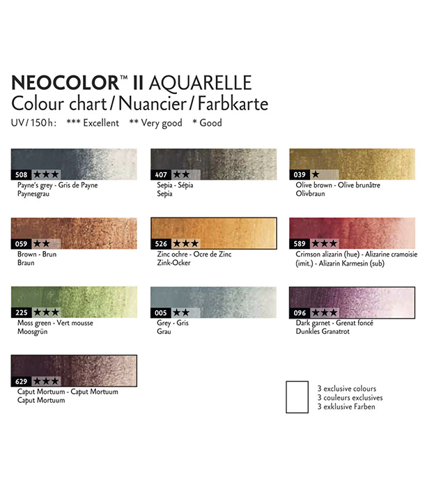 Акварельная пастель Caran d'Ache Neocolor II Dark Colors, 50th Anniversary Special Edition (10 цветов)