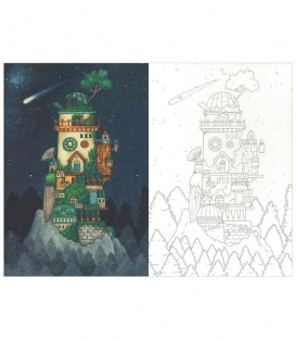 Раскраска-открытки Kuusoogai's Traveling Coloring Book Postcard Book от Noriko & Yuki Nishimura (изд. Kawade Shobo Япония)