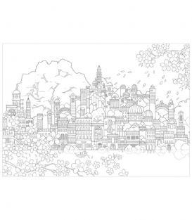 Раскраска Kuusoogai's Coloring Book that Travels through the Seasons от Noriko & Yuki Nishimura (изд. Kawade Shobo Япония)